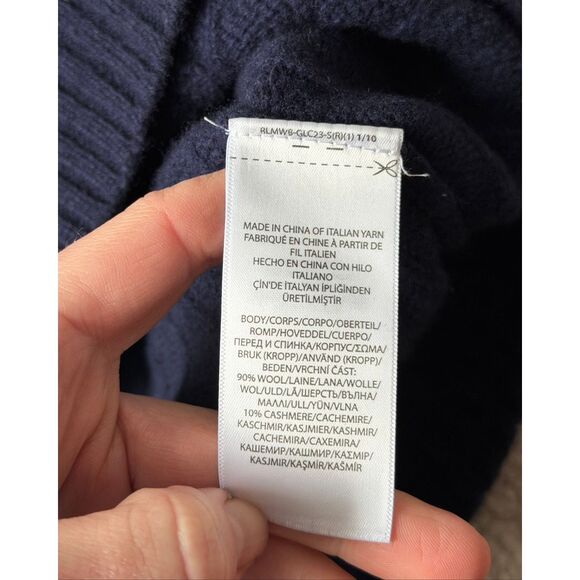 POLO RALPH LAUREN sweater Twist knit wool cashmere V-neck Blue size M - Picture 10 of 10